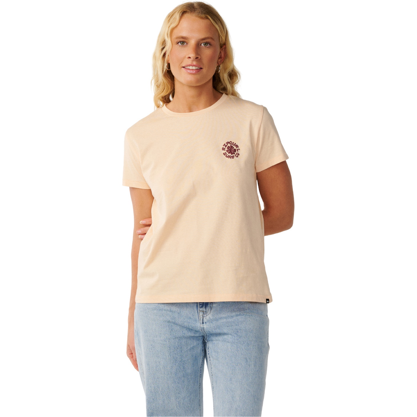 2026 Rip Curl Dame Festbølge Kortærmed T-shirt 0Q4WTE - Light Apricot